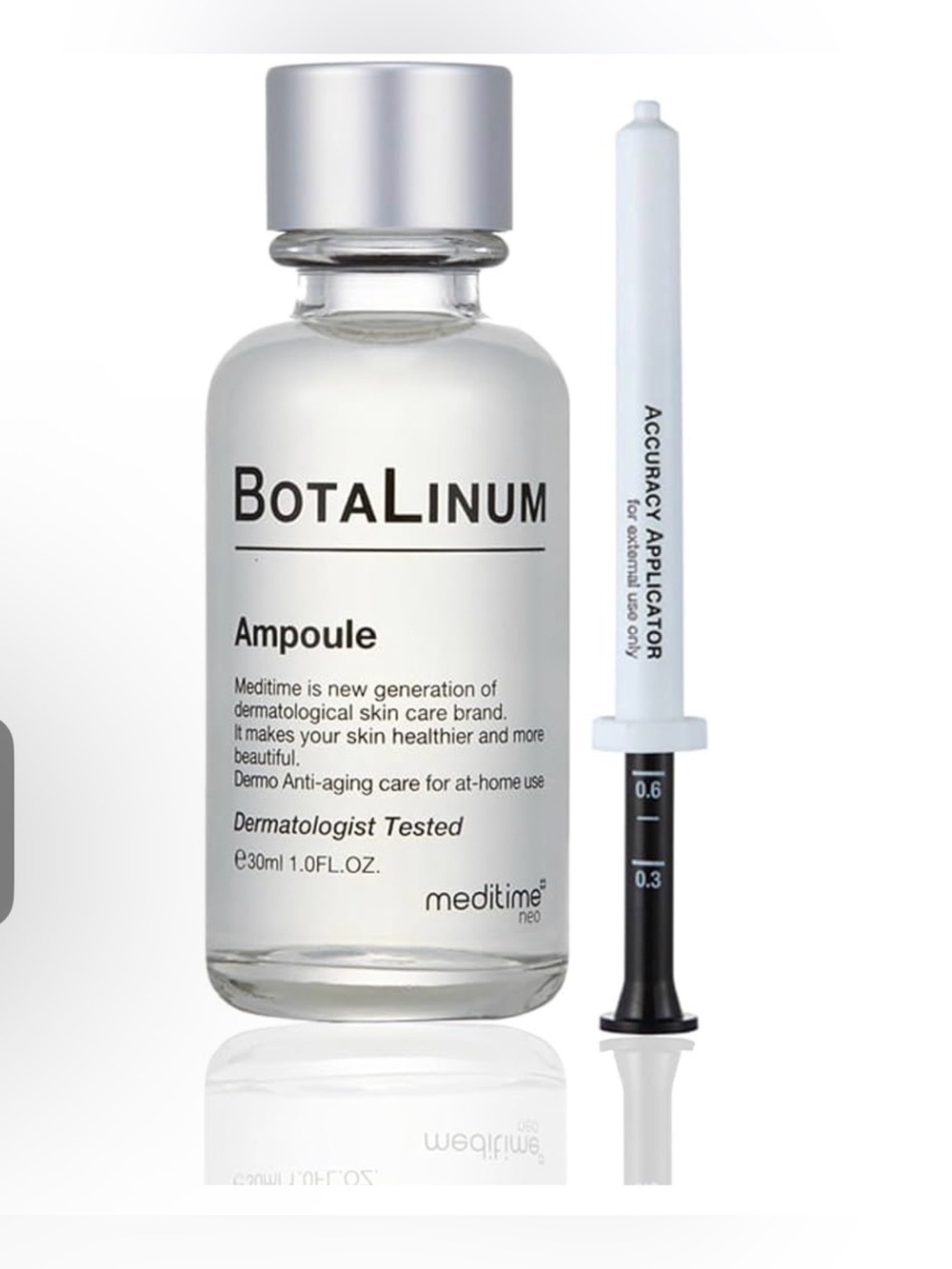 30ml bottle of Meditime Botalinum Ampoule, a Korean anti-aging serum